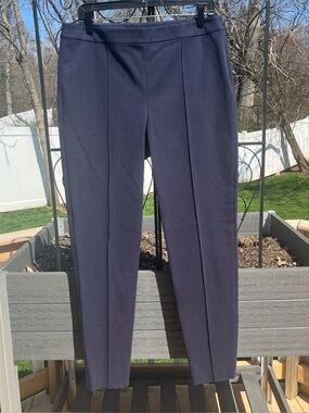 St. John Navy Stretch Cotton Side Zip Skinny Ankle Pants Size 10 Pre-Fall 2018